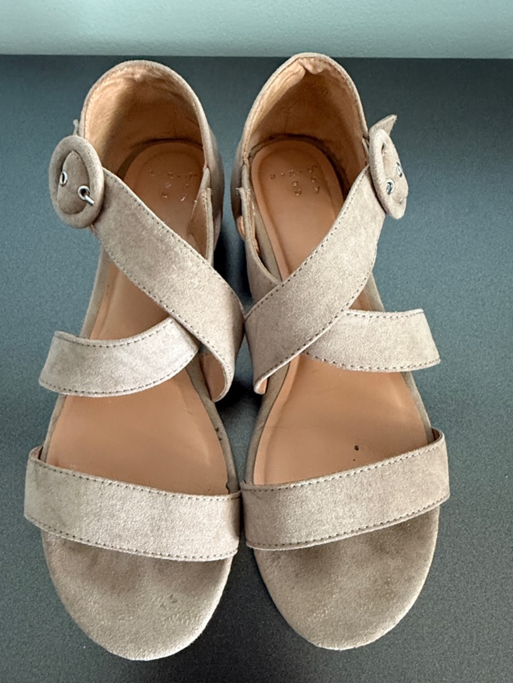 a new day Taupe Suede Crisscross Buckle Sandals